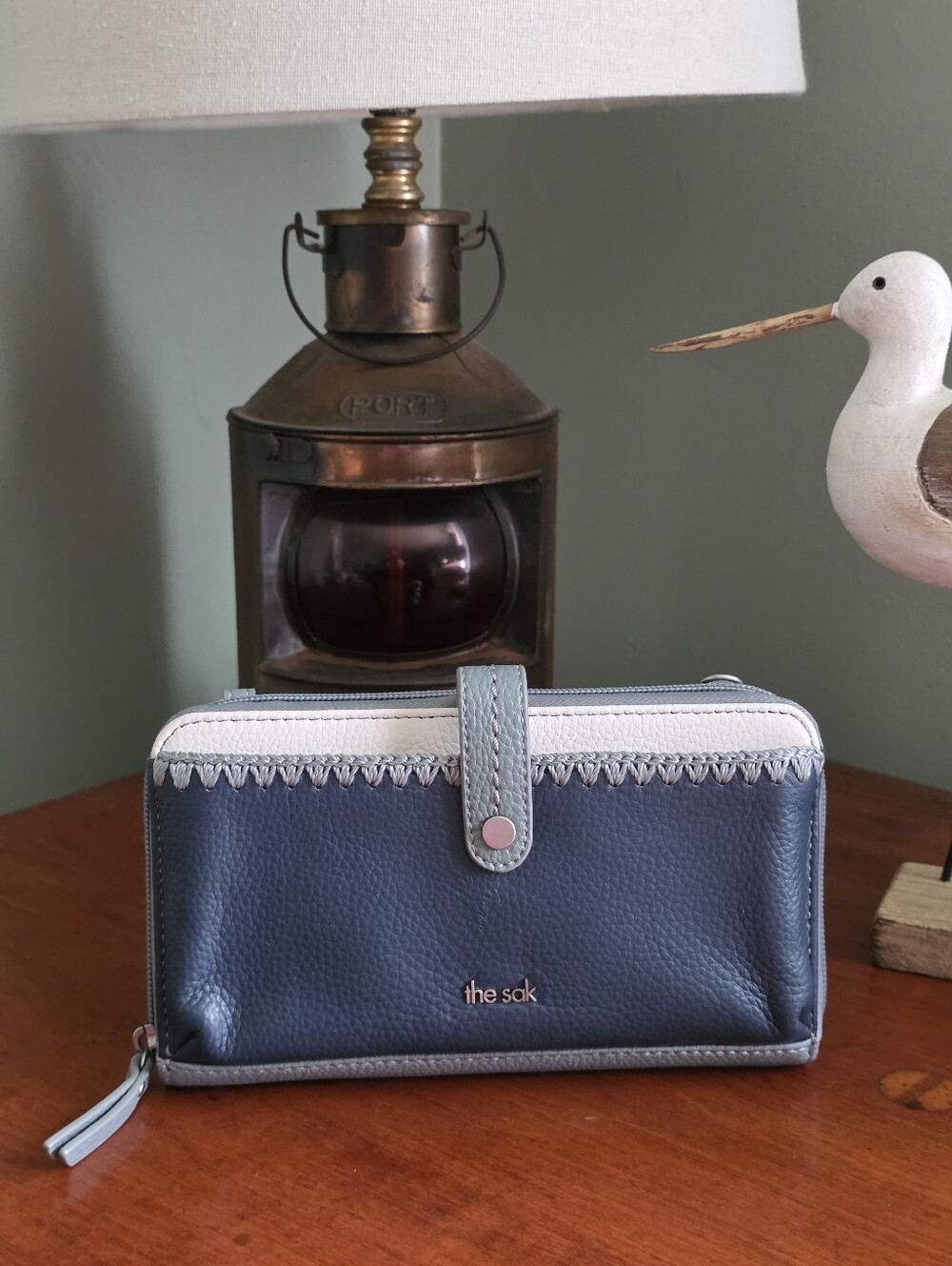 The Sak Iris Blue Colorblock Leather Smartphone Crossbody Wallet NWOT